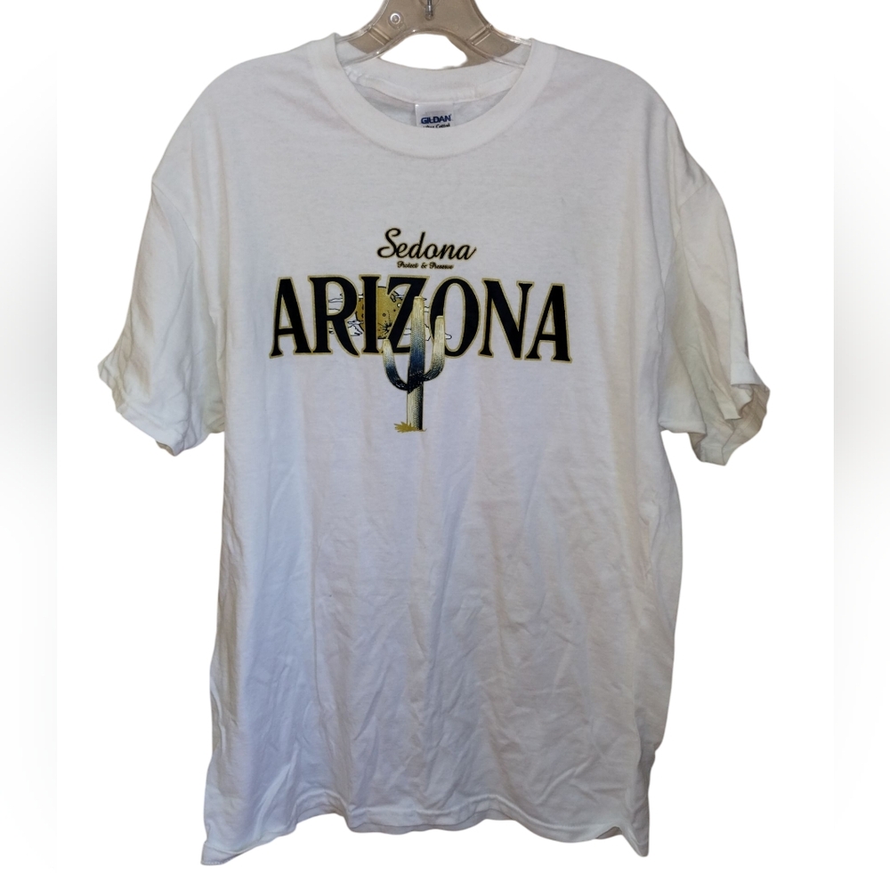 Vtg '98 Sedona AZ T-shirt L Cotton Gildan White Cactuscore